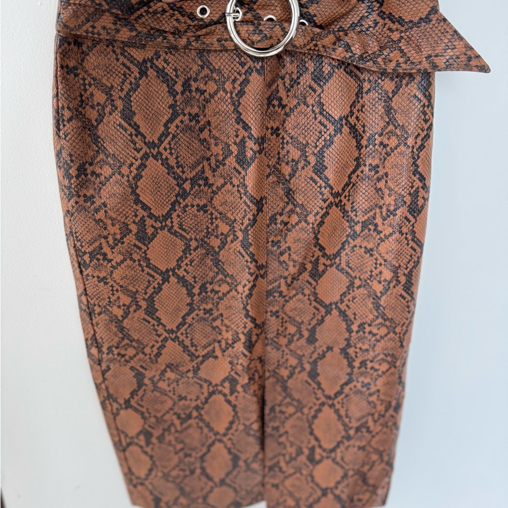 Lulu's Brown Snake Print A-Line Skirt
